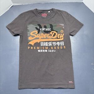 Superdry Men's Vintage Label Premium Goods Camo T Shirt Vintage Black Sz Small
